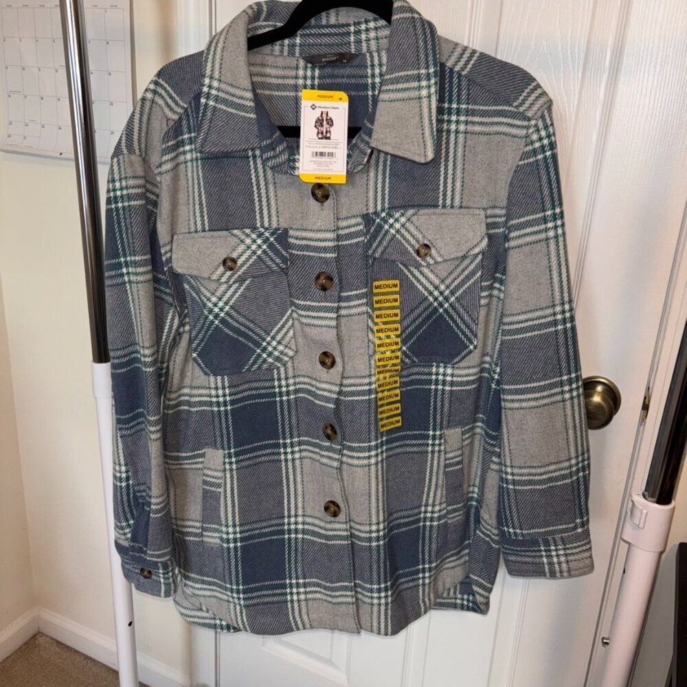 Jacket, Blue Grey Flannel, Size Medium, NWT(New with Tags)